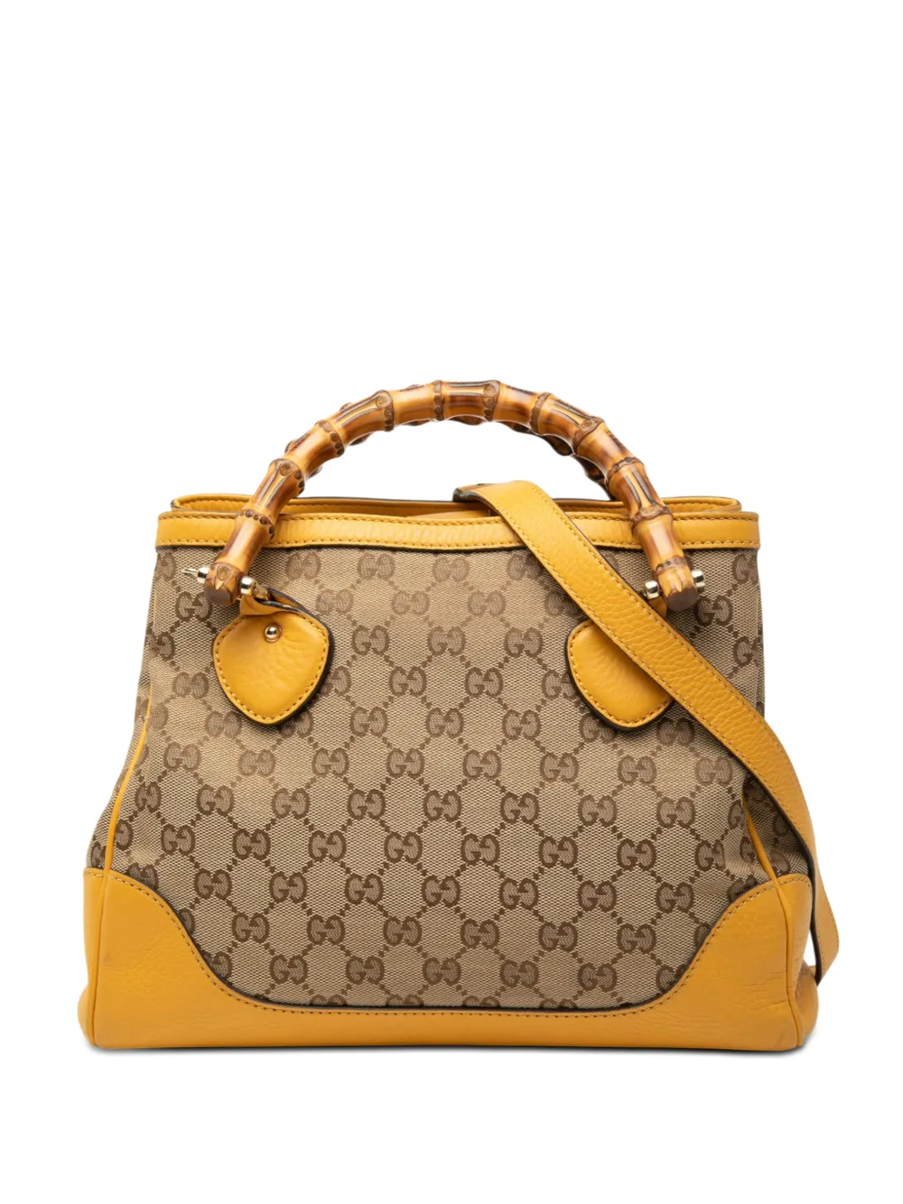 Gucci Pre-Owned 2000-2015 GG Canvas Bamboo Diana Top Handle Tote satchel - Giallo