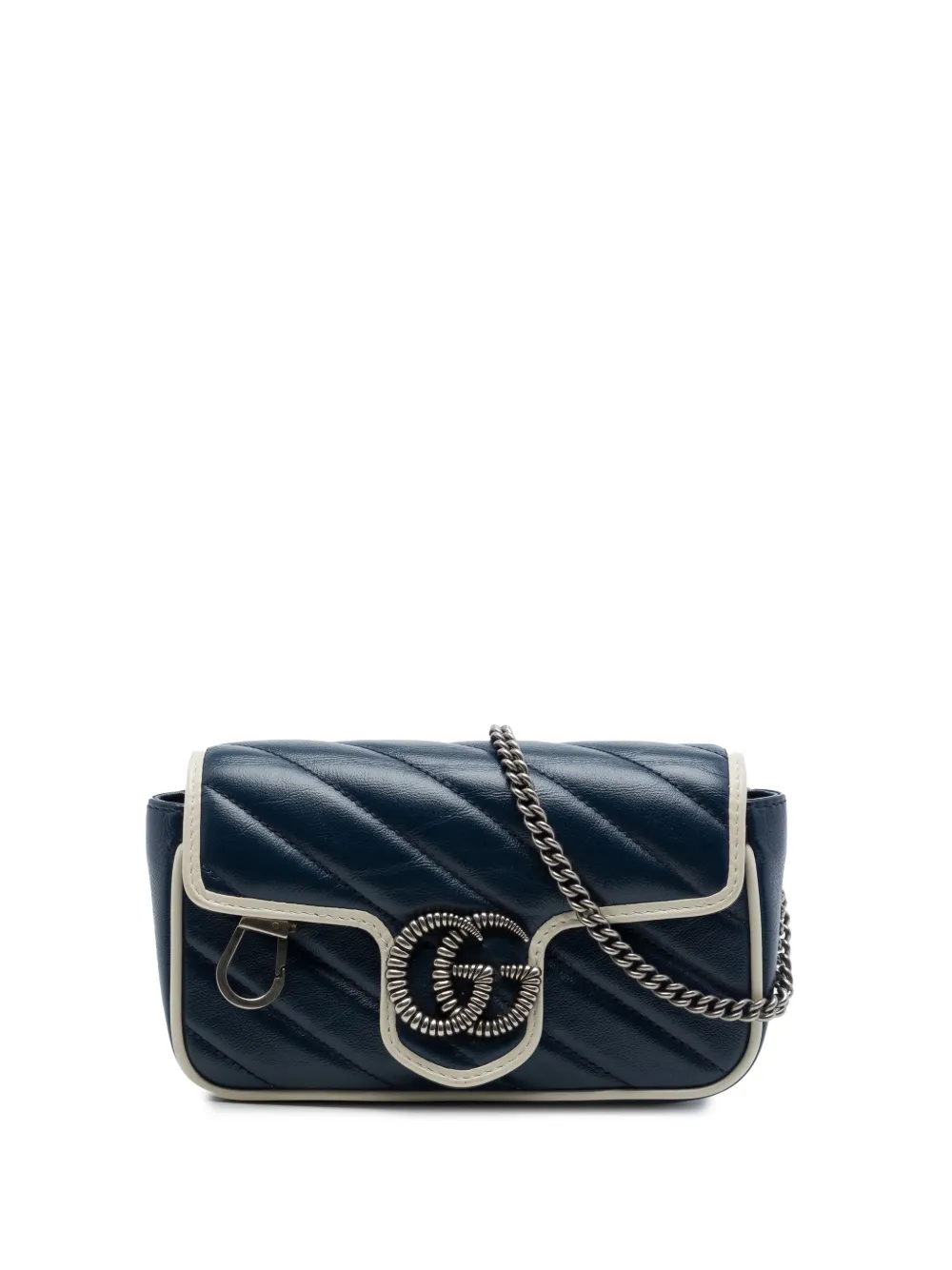 Gucci Pre-Owned 2000-2015 Super Mini GG Marmont Matelasse Leather Torchon Flap crossbody bag - Blu