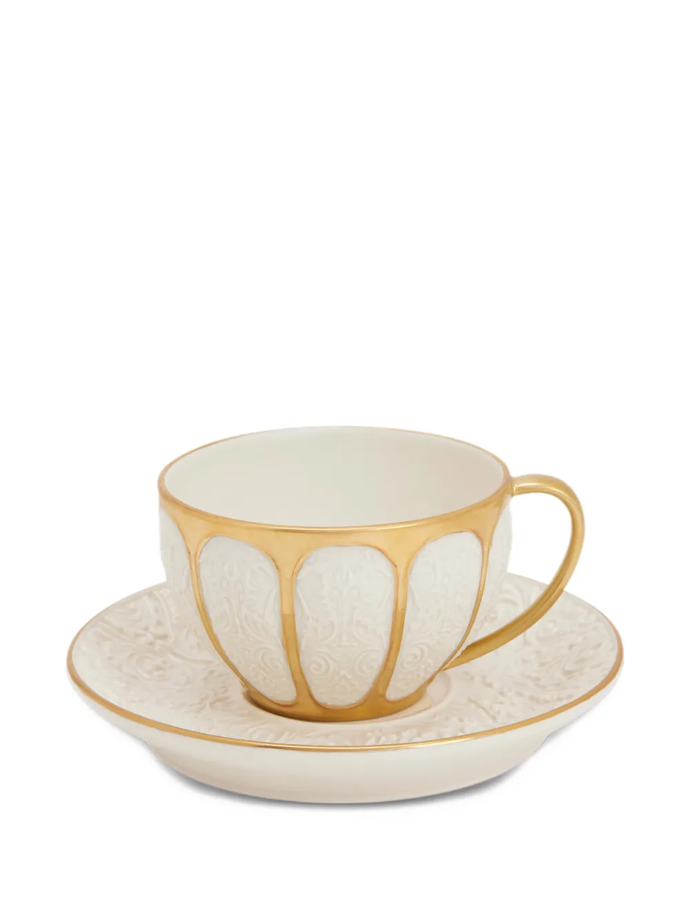 VILLARI Amour relief-pattern tea cup and saucer - Blanc