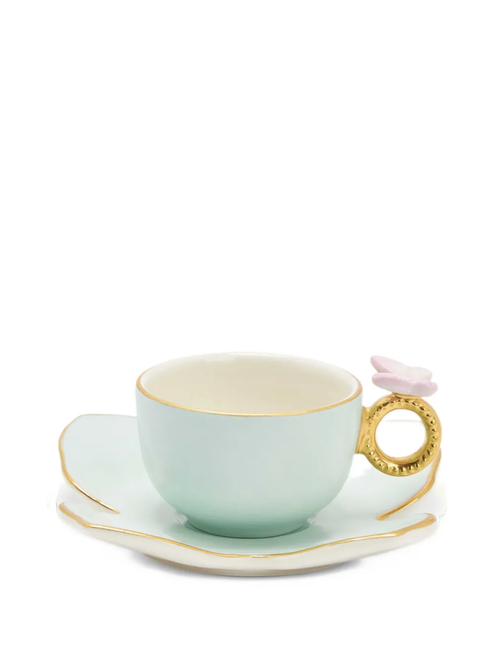VILLARI Butterfly coffee cup and saucer (11cm x 12cm x 6cm) - Bleu