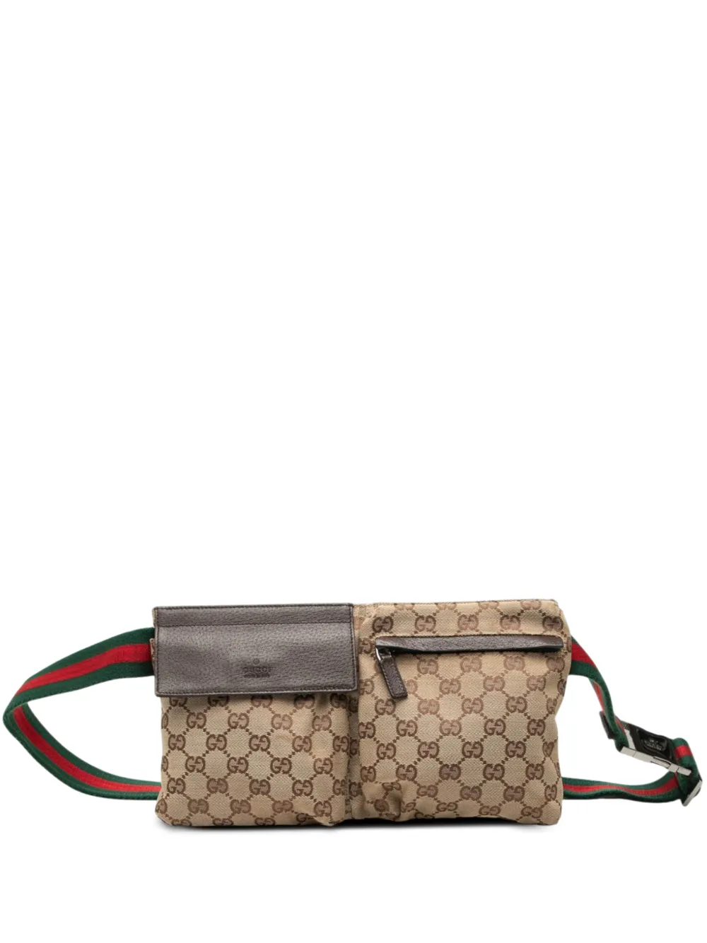 Gucci Pre-Owned 2000-2015 GG Canvas Web Double Pocket belt bag - Toni neutri