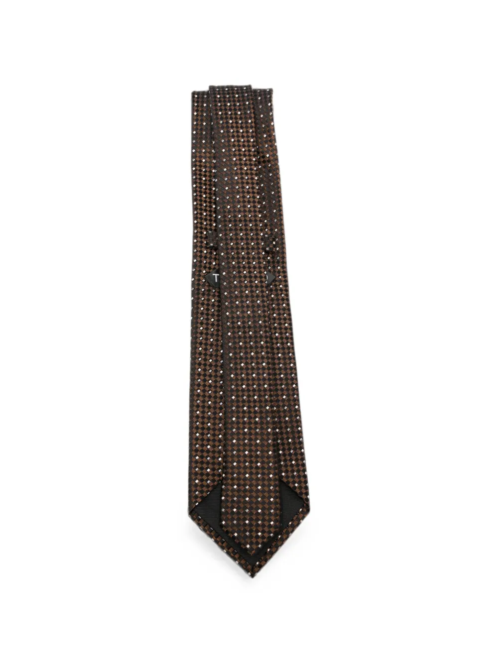 TOM FORD Zijden stropdas met geometrisch patroon Bruin