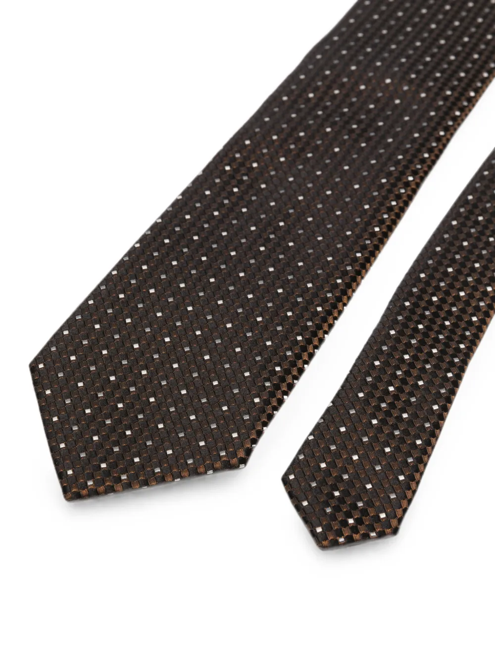 TOM FORD Zijden stropdas met geometrisch patroon Bruin