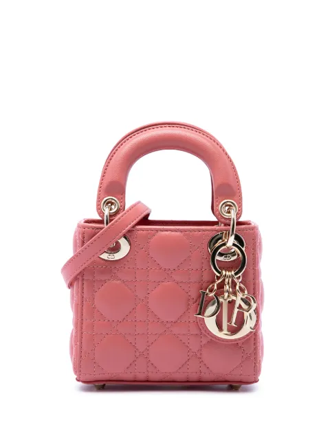 Christian Dior Pre-Owned 2022 Micro Lambskin Cannage Lady Dior satchel