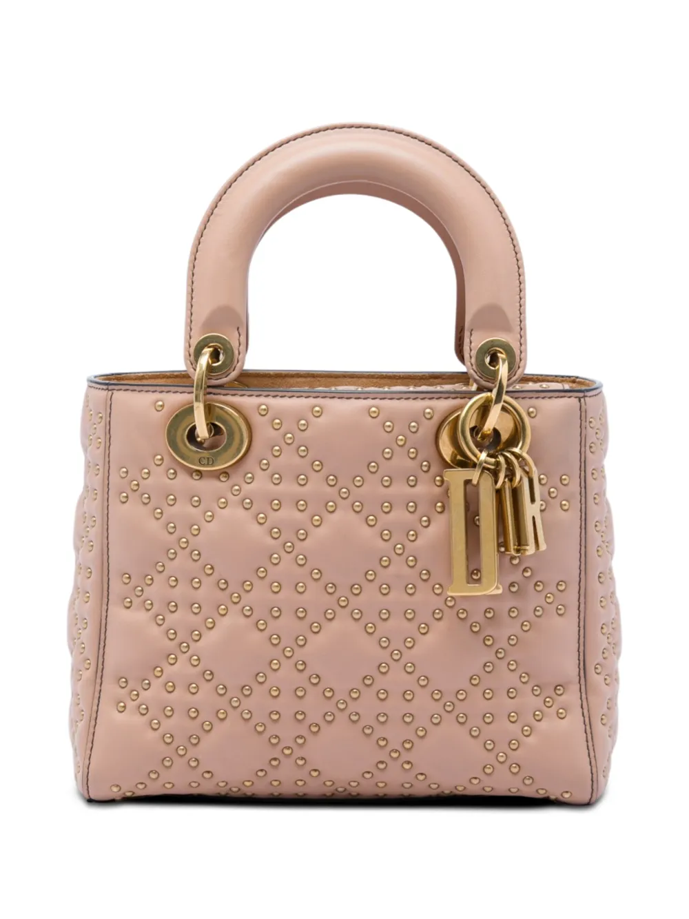 Christian Dior Pre-Owned 2017 Small Lambskin Cannage Studded Supple Lady Dior satchel - Rosa