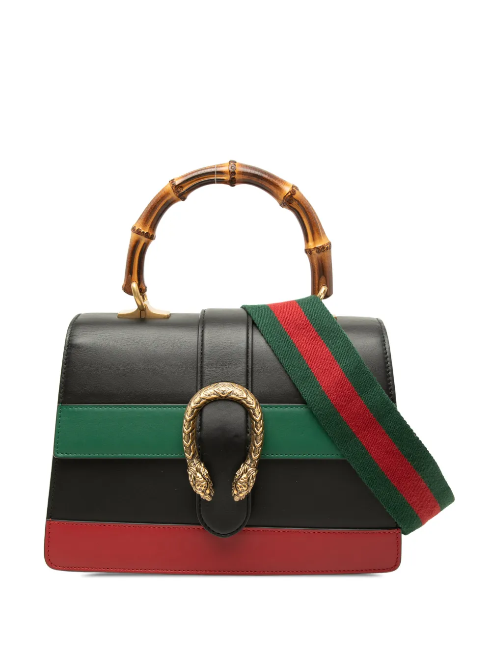 Gucci Pre-Owned 2016-2026 Medium Bamboo Dionysus Web Leather satchel - Schwarz