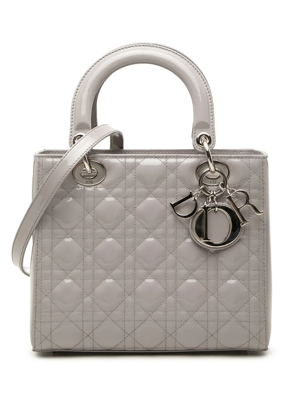 Christian Dior Pre-Owned 2012 Medium Patent Cannage Lady Dior satchel - Grau