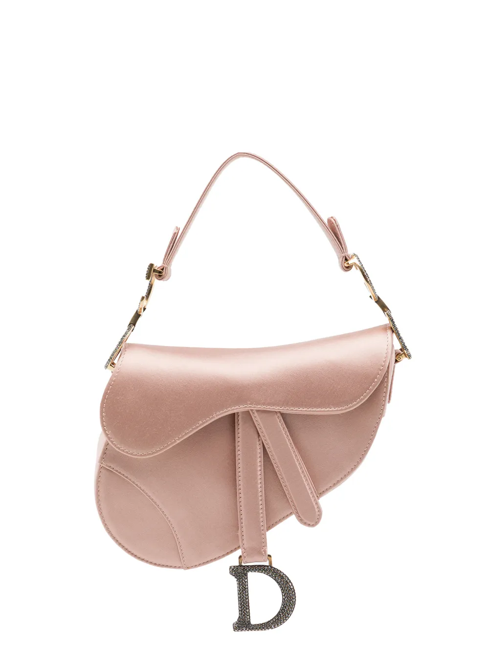 Christian Dior Pre-Owned 2019 Mini Satin Crystal Embellished Saddle Bag handbag - Rosa