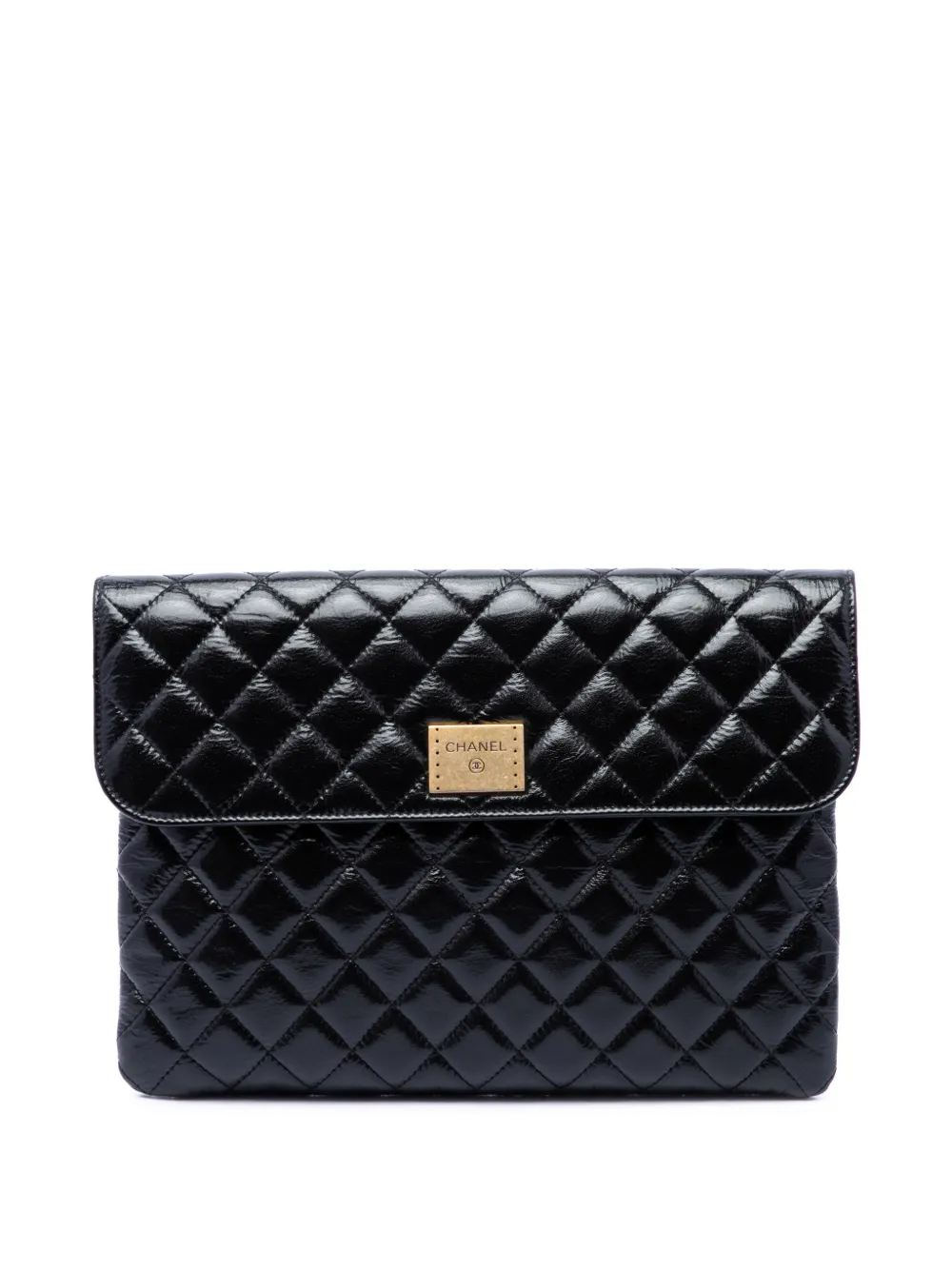 CHANEL Pre-Owned 2018-2019 CC Quilted Patent Flap clutch bag - Nero