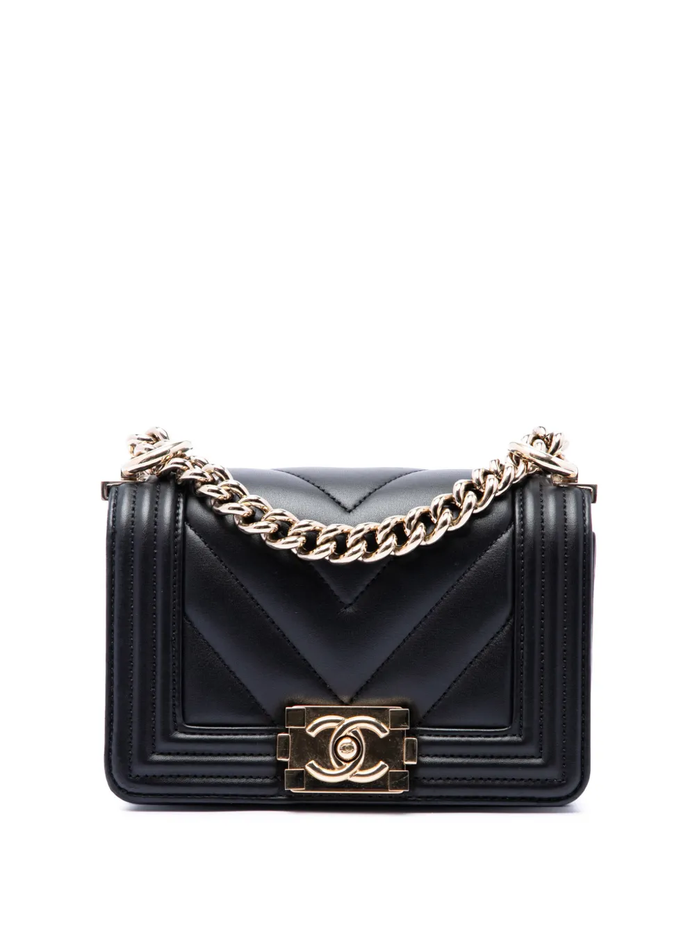 CHANEL Pre-Owned 2021-2026 Mini Chevron Lambskin Boy Flap crossbody bag - Nero