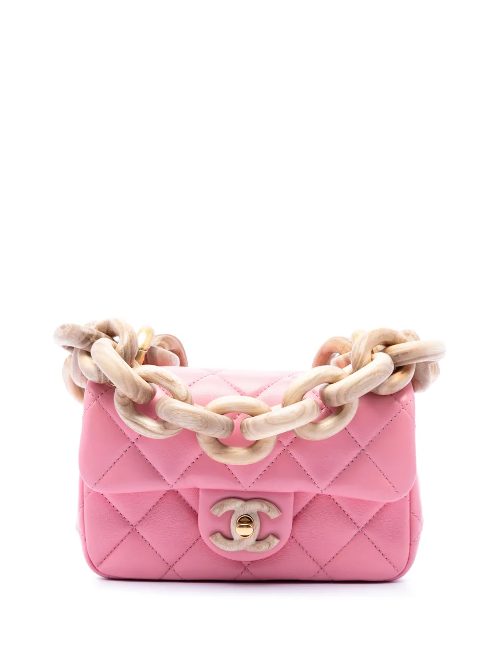 CHANEL Pre-Owned 2021-2026 Mini Wenge Wood Chain Flap crossbody bag - Rosa
