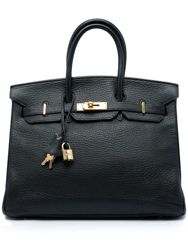 Hermès Pre-owned 2003 Clemence Birkin Retourne 35 Handbag in Black