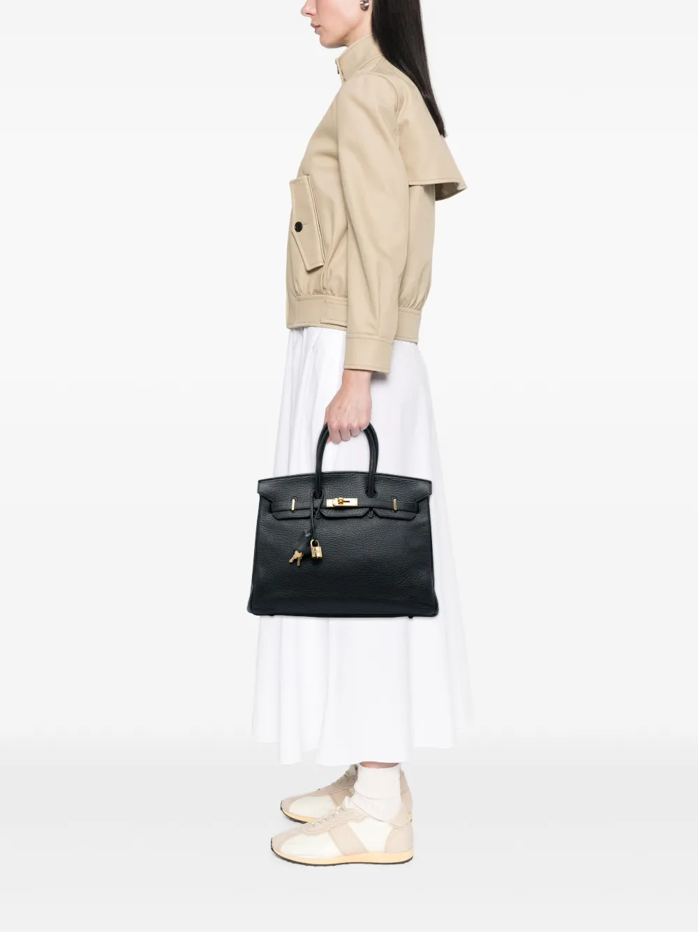Hermès Pre-owned 2003 Clemence Birkin Retourne 35 Handbag in Black, view 2
