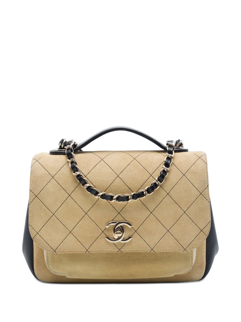 CHANEL Pre-Owned 2016-2017 Medium CC Quilted Suede Business Affinity Flap satchel - Toni neutri