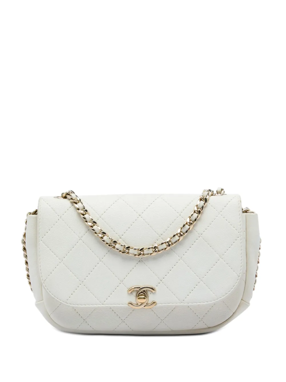 CHANEL Pre-Owned 2018-2019 CC Quilted Goatskin Casual Trip Flap crossbody bag - Bianco