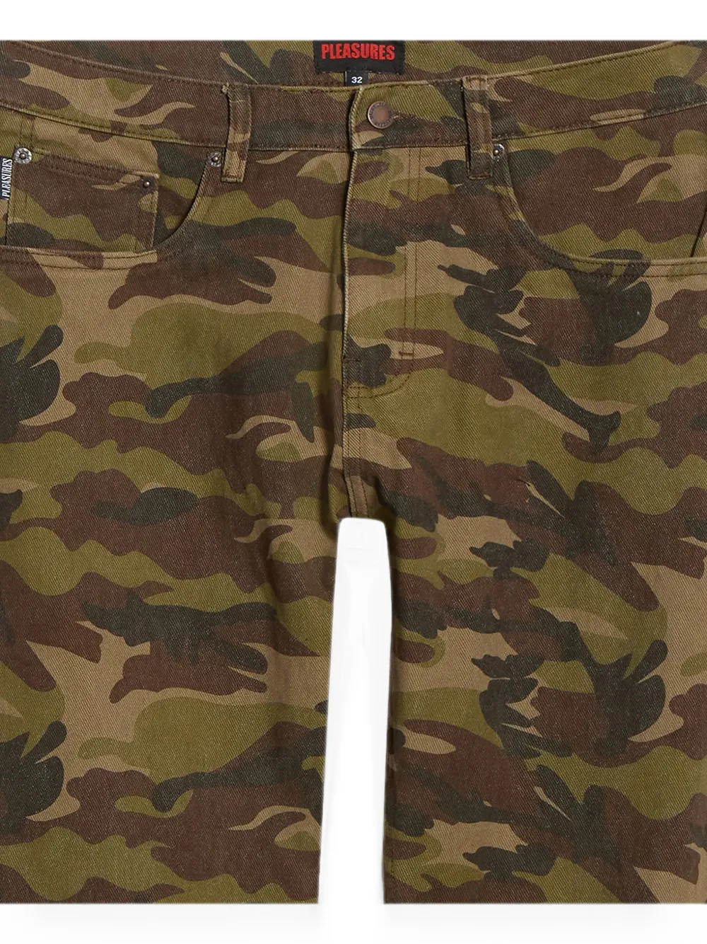 Pleasures Flared jeans met camouflageprint Groen