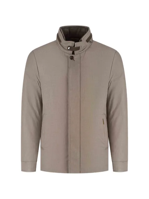 Moorer high-neck button-fastening coat