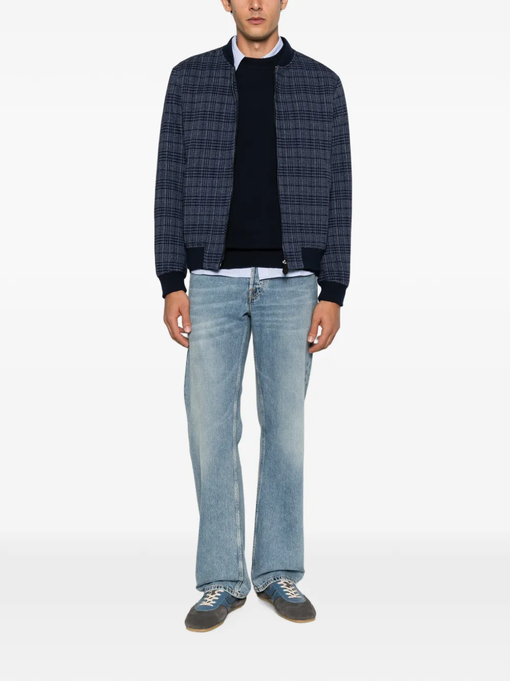 ETRO check-pattern bomber jacket Blauw
