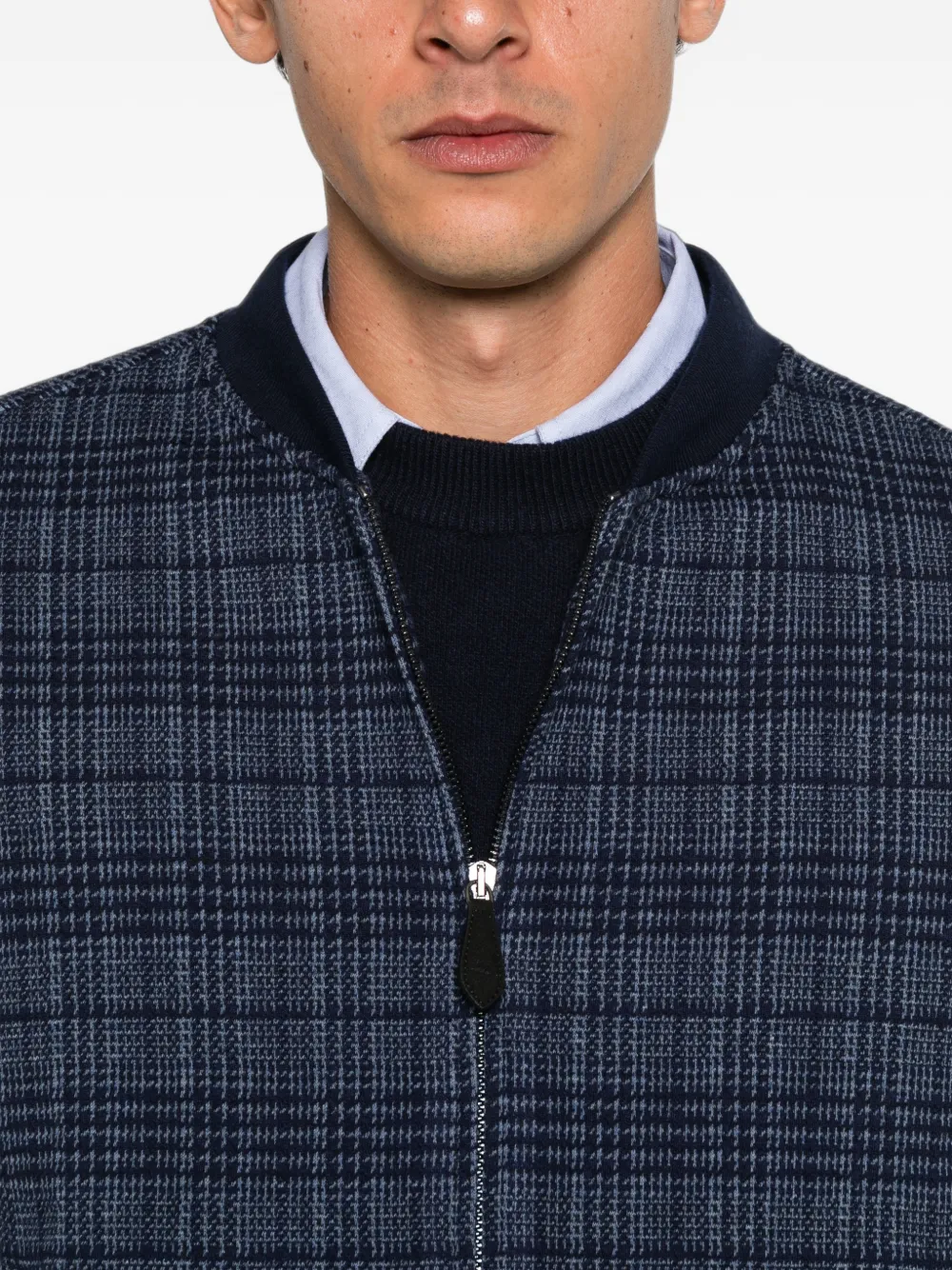 ETRO check-pattern bomber jacket Blauw