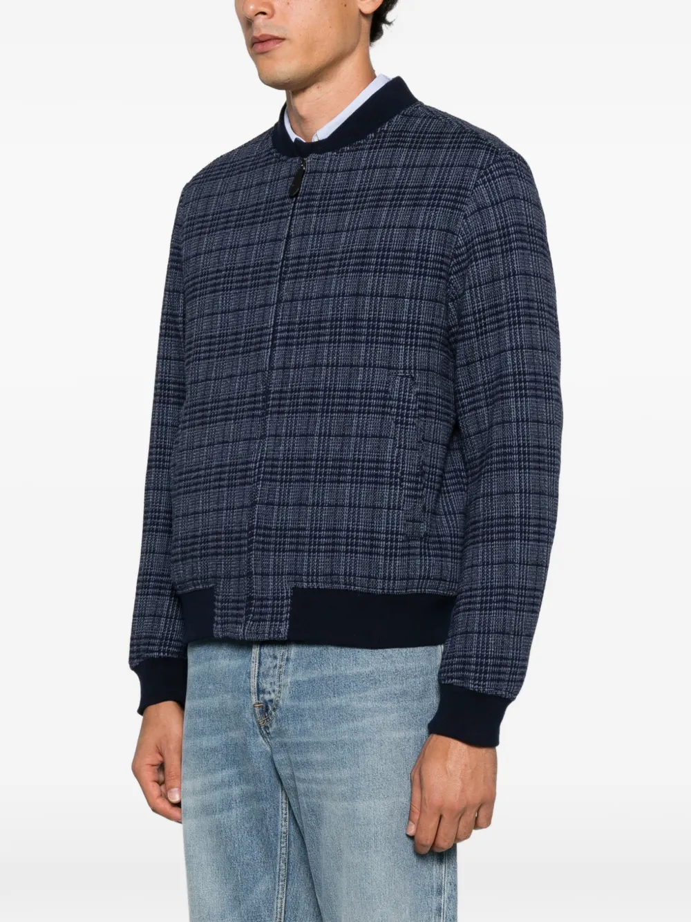 ETRO check-pattern bomber jacket Blauw