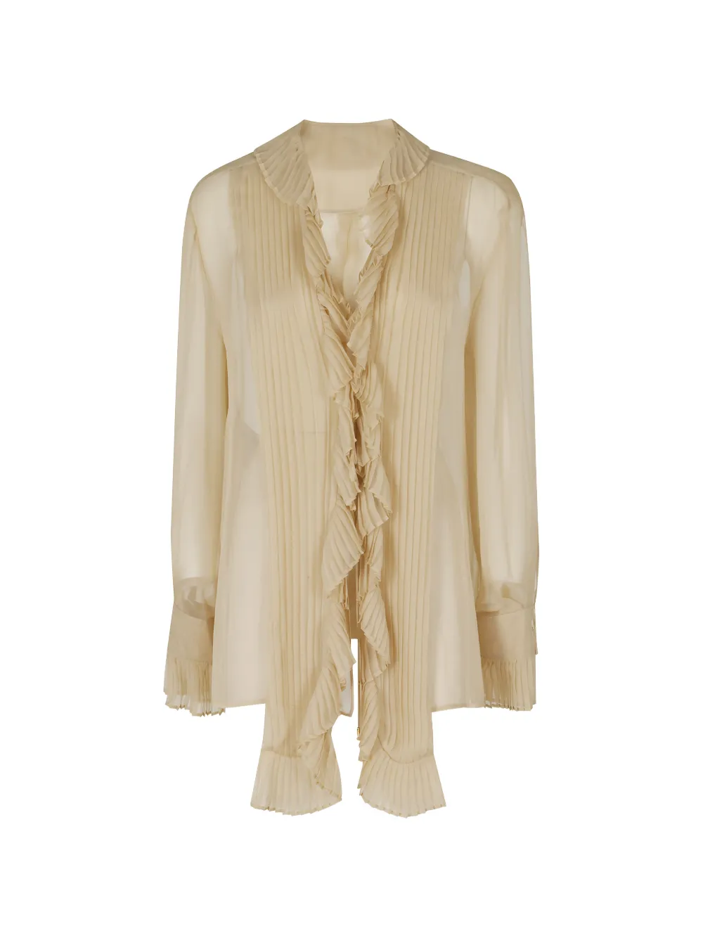 Alberta Ferretti ruffled pleated blouse - Nude