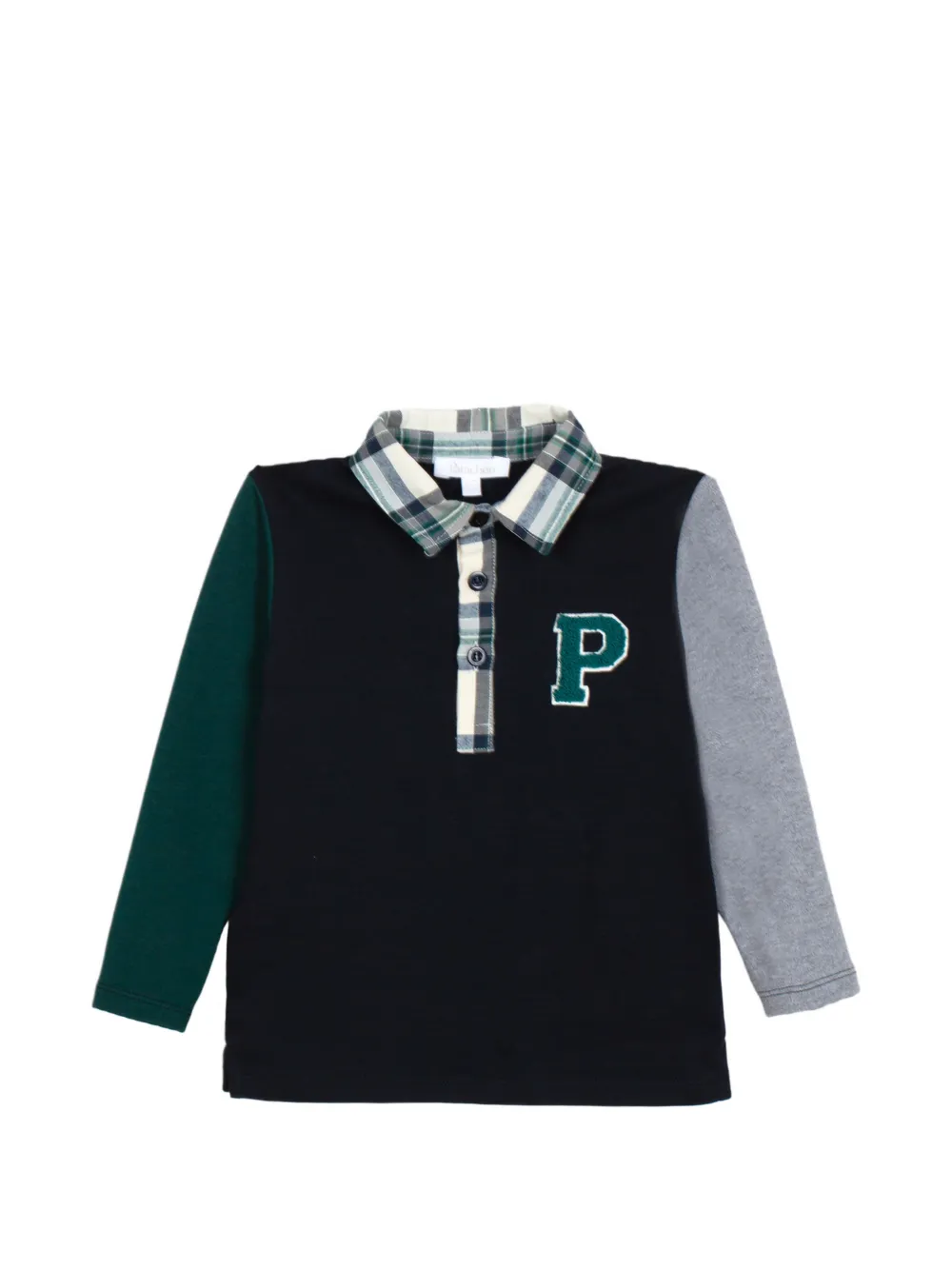 Patachou logo-patch colour-block polo shirt - Blu