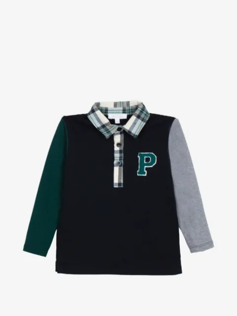 Patachou logo-patch colour-block polo shirt