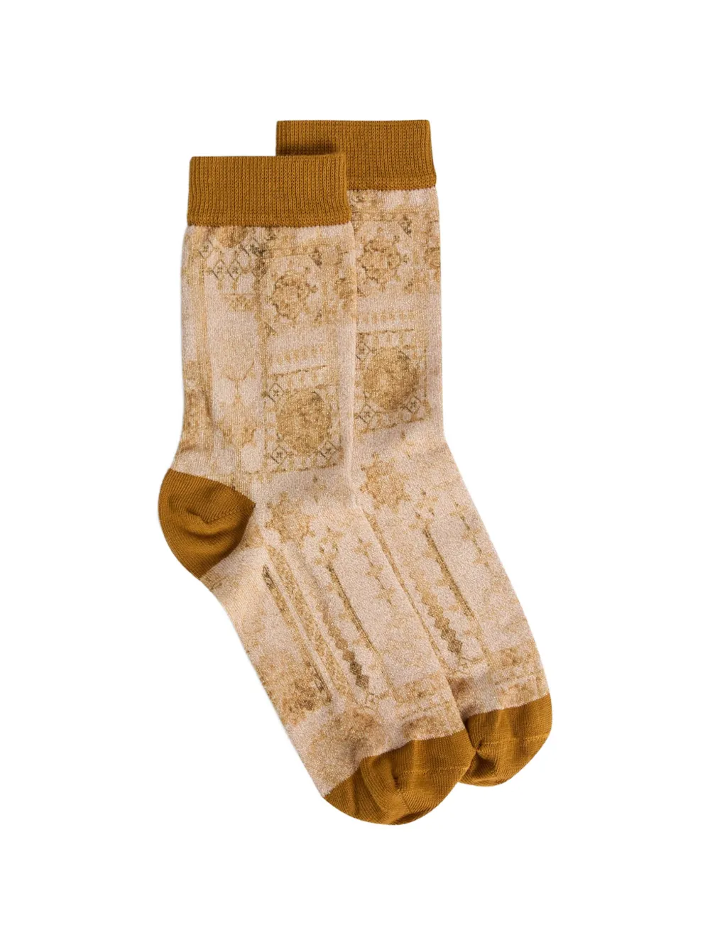 Momoní Nanami Printed Socks In Brown