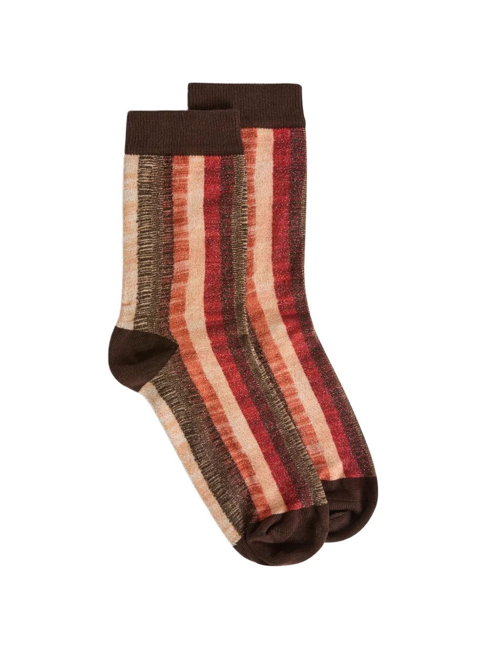 MOMONÌ Nanami striped lurex socks - Marrone