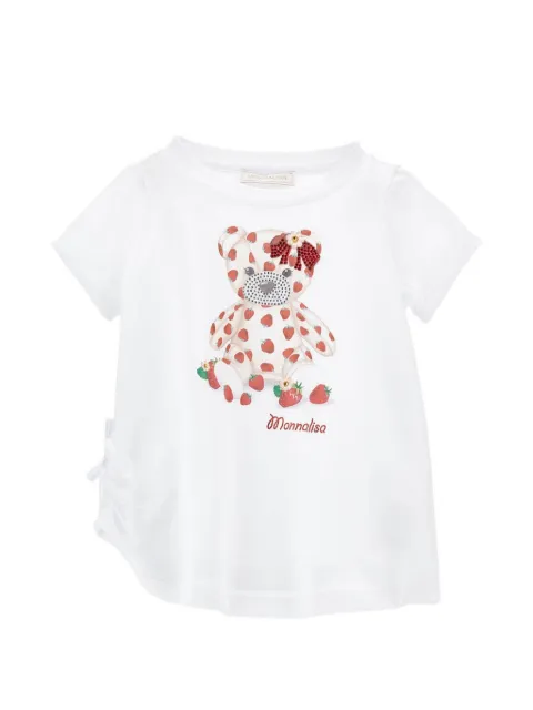 Monnalisa teddy-bear print bow-detail T-shirt