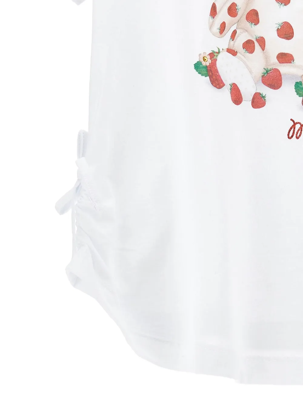 Monnalisa T-shirt met teddybeer-print en strikdetail Wit