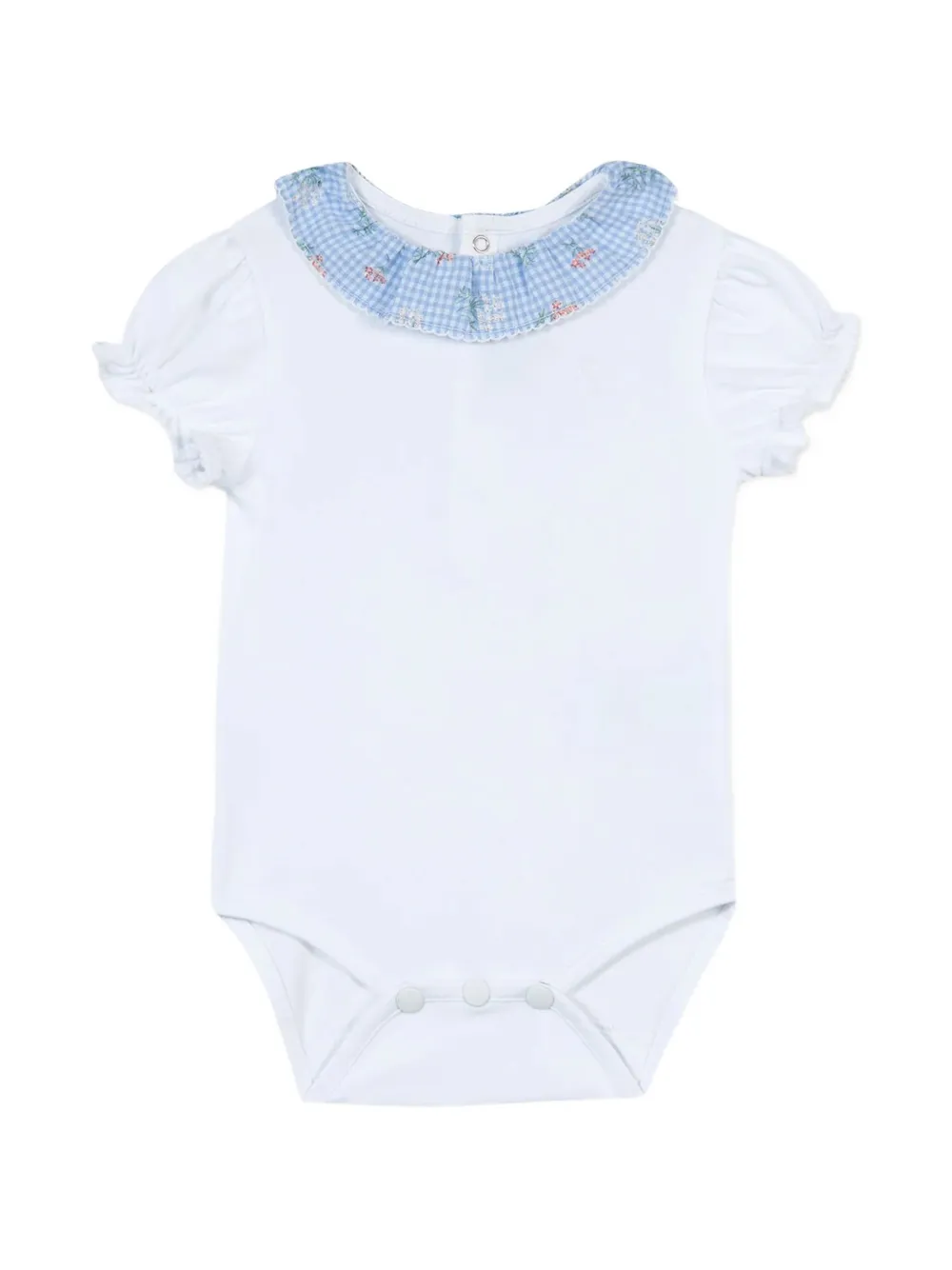 Tartine Et Chocolat floral-print gingham-collar bodysuit - Weiß