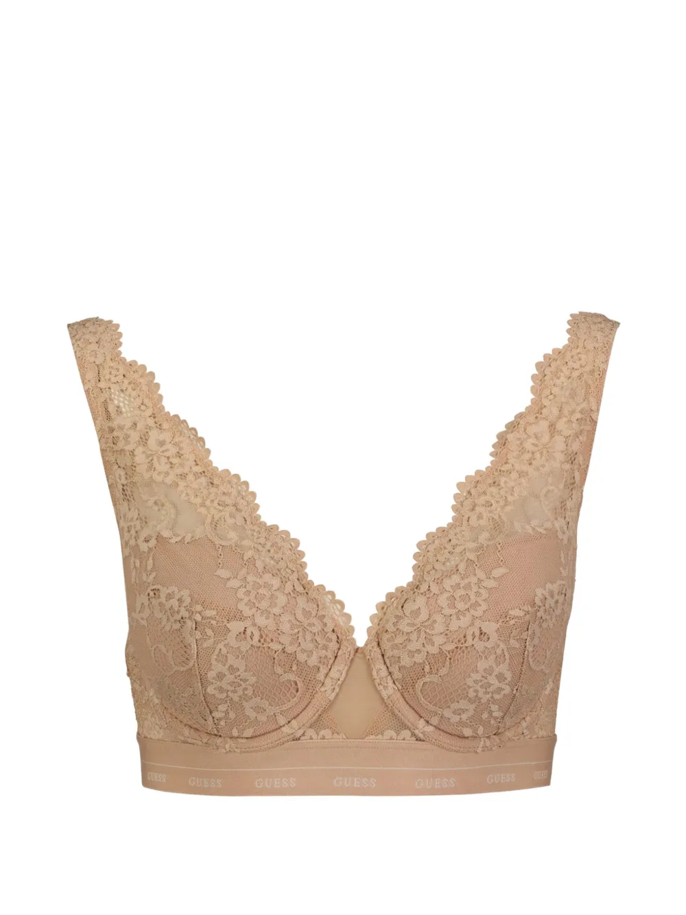 GUESS USA floral-lace scalloped-trim bra - Toni neutri