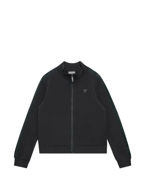 guess kids logo-tape zip-up sweatshirt