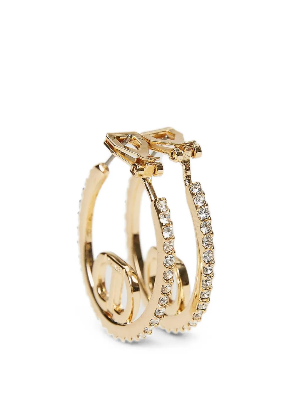 TWINSET earrings with Oval T and rhinestones - Oro