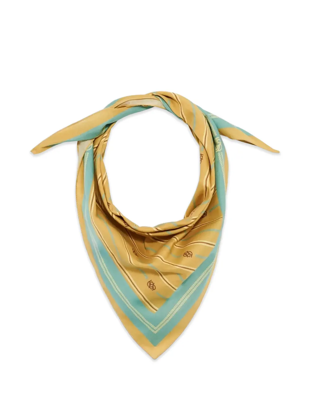 Drôle De Monsieur Gestreepte katoenen bandana met monogramprint Geel