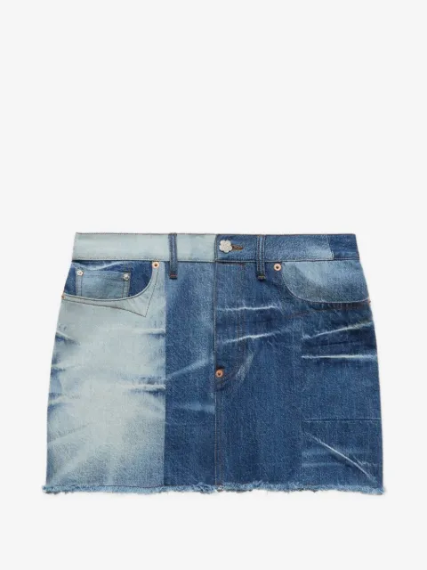 Kenzo patchwork raw-edge straight skirt