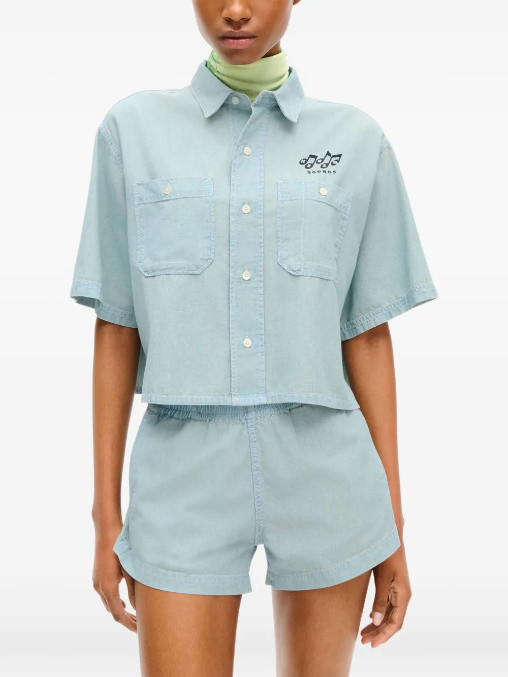 Kenzo Sounds overhemd met korte mouwen Blauw