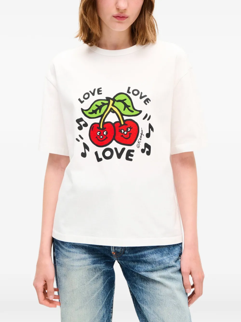 Kenzo Loves T-shirt met kersenprint Wit