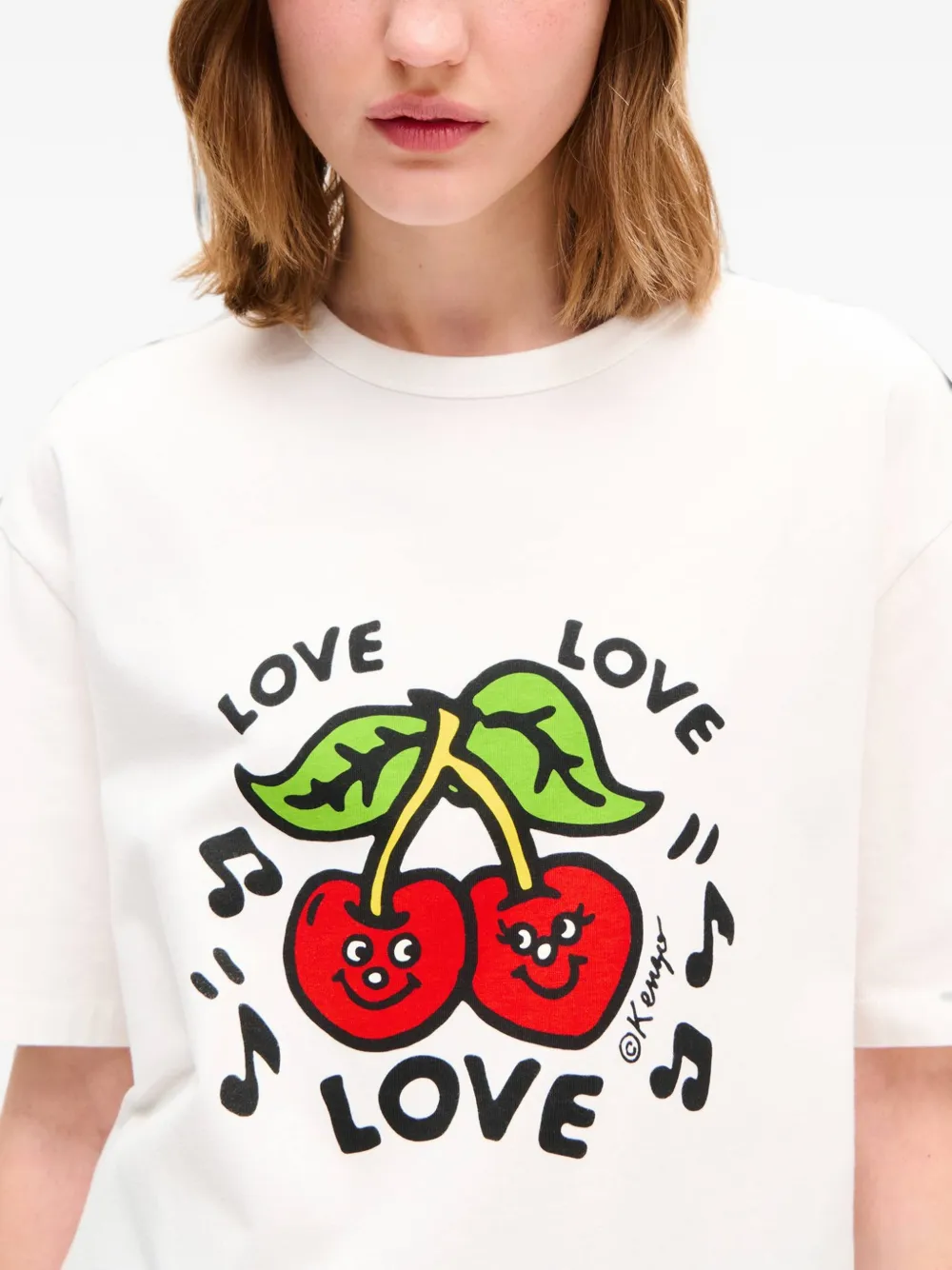 Kenzo Loves T-shirt met kersenprint Wit