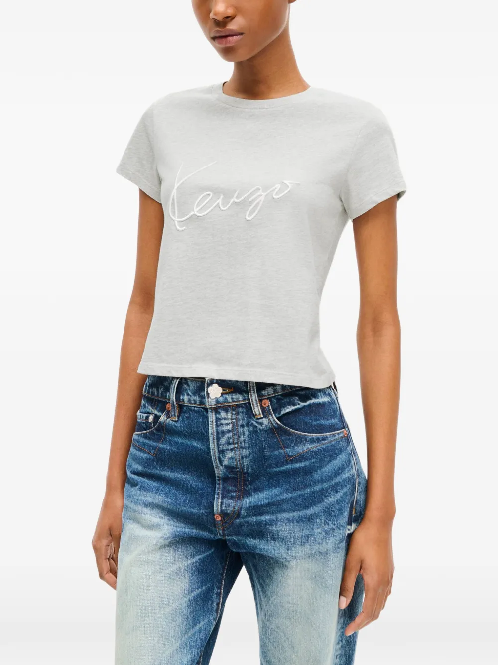 Kenzo Katoenen T-shirt met borduurwerk Grijs