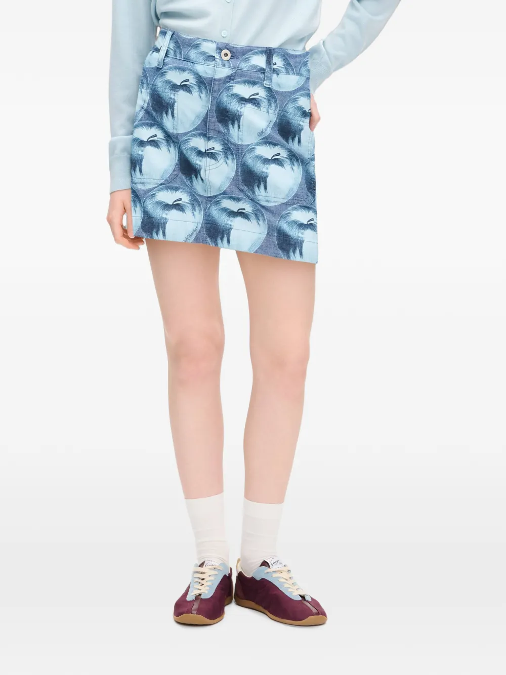 Kenzo Apple Pop straight denim mini-rok met print Blauw
