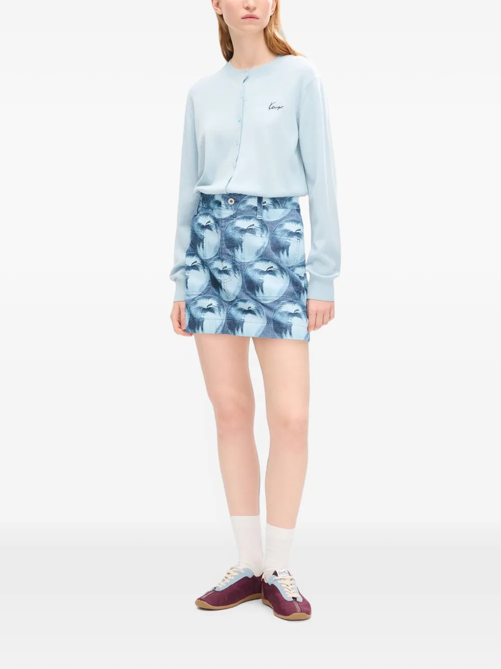 Kenzo Apple Pop straight denim mini-rok met print Blauw
