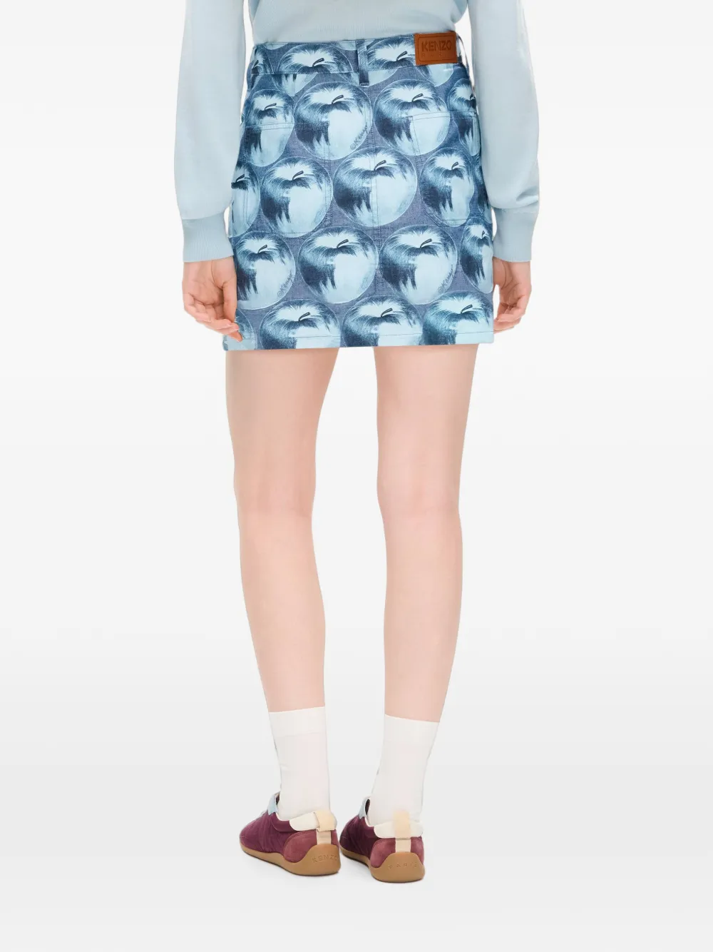 Kenzo Apple Pop straight denim mini-rok met print Blauw