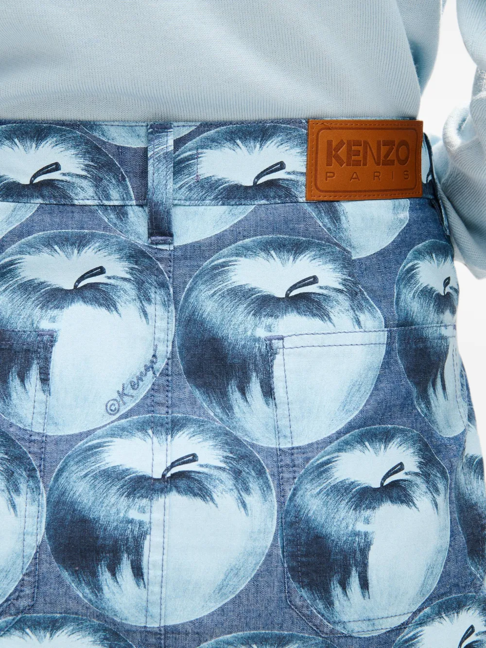 Kenzo Apple Pop straight denim mini-rok met print Blauw