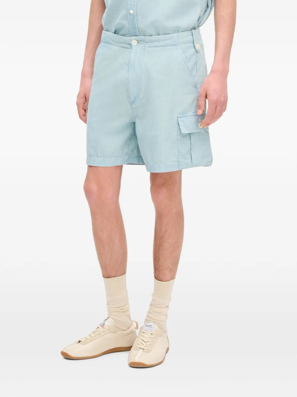 Kenzo Sounds chambray cargo shorts Blauw