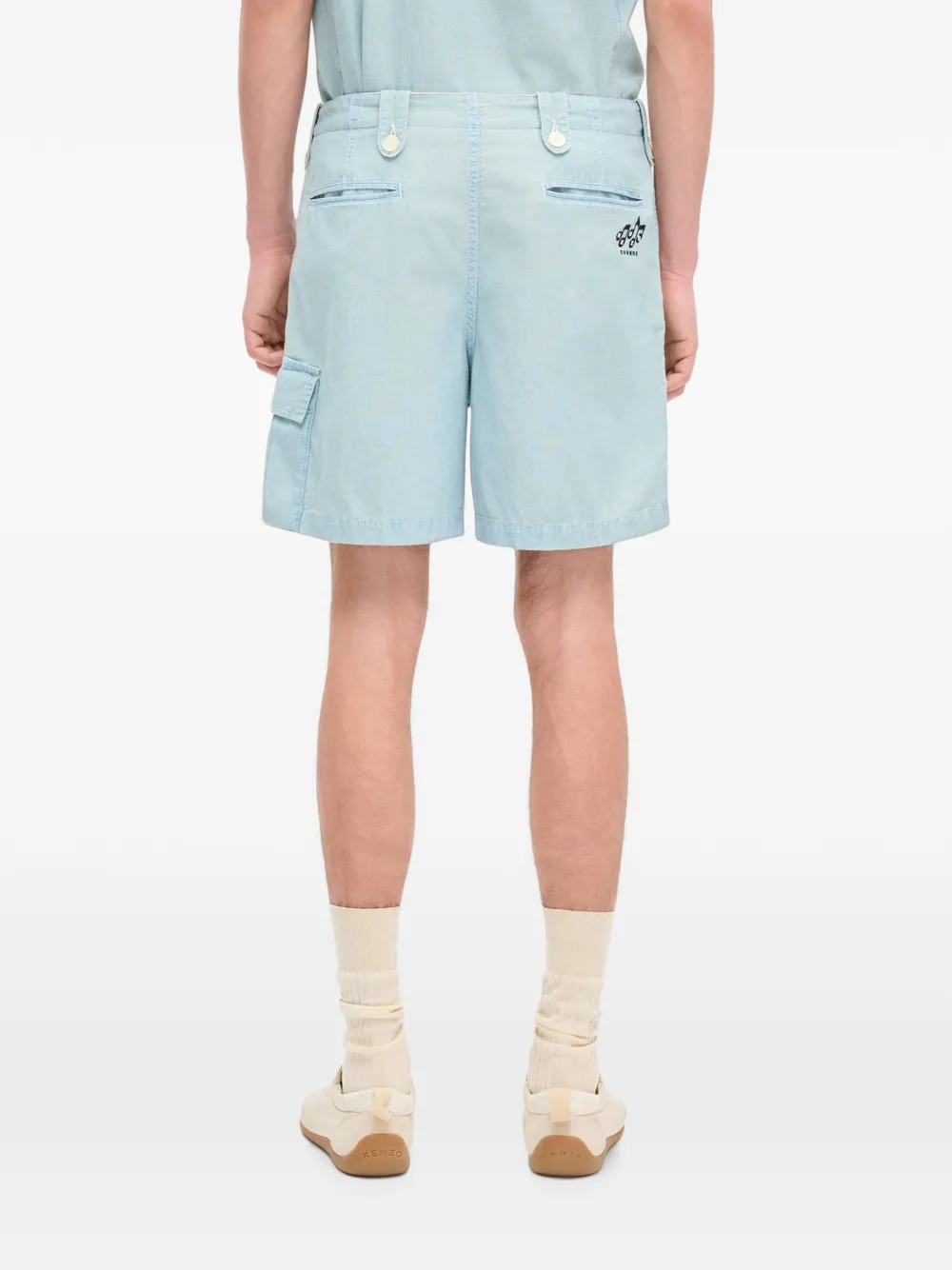 Kenzo Sounds chambray cargo shorts Blauw
