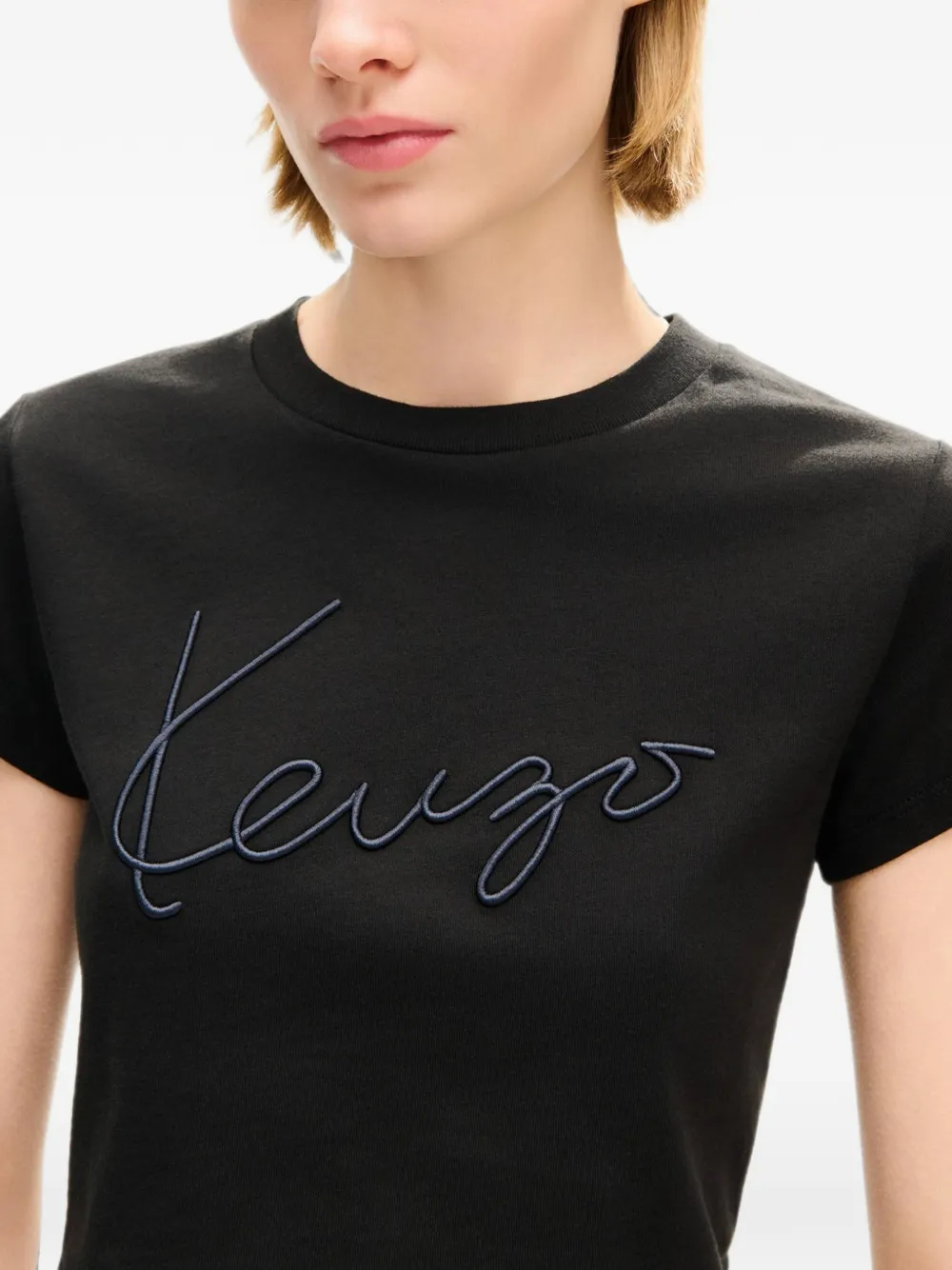 Kenzo Cropped T-shirt met borduurwerk Zwart