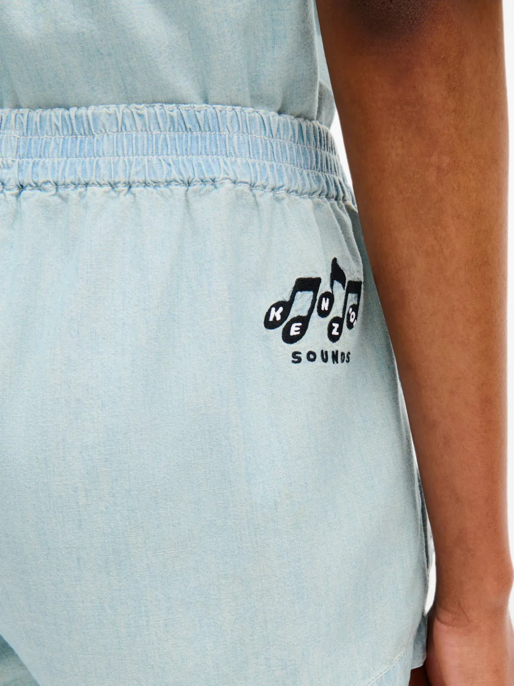 Kenzo Sounds Chambray mini-shorts met verwassen effect Blauw