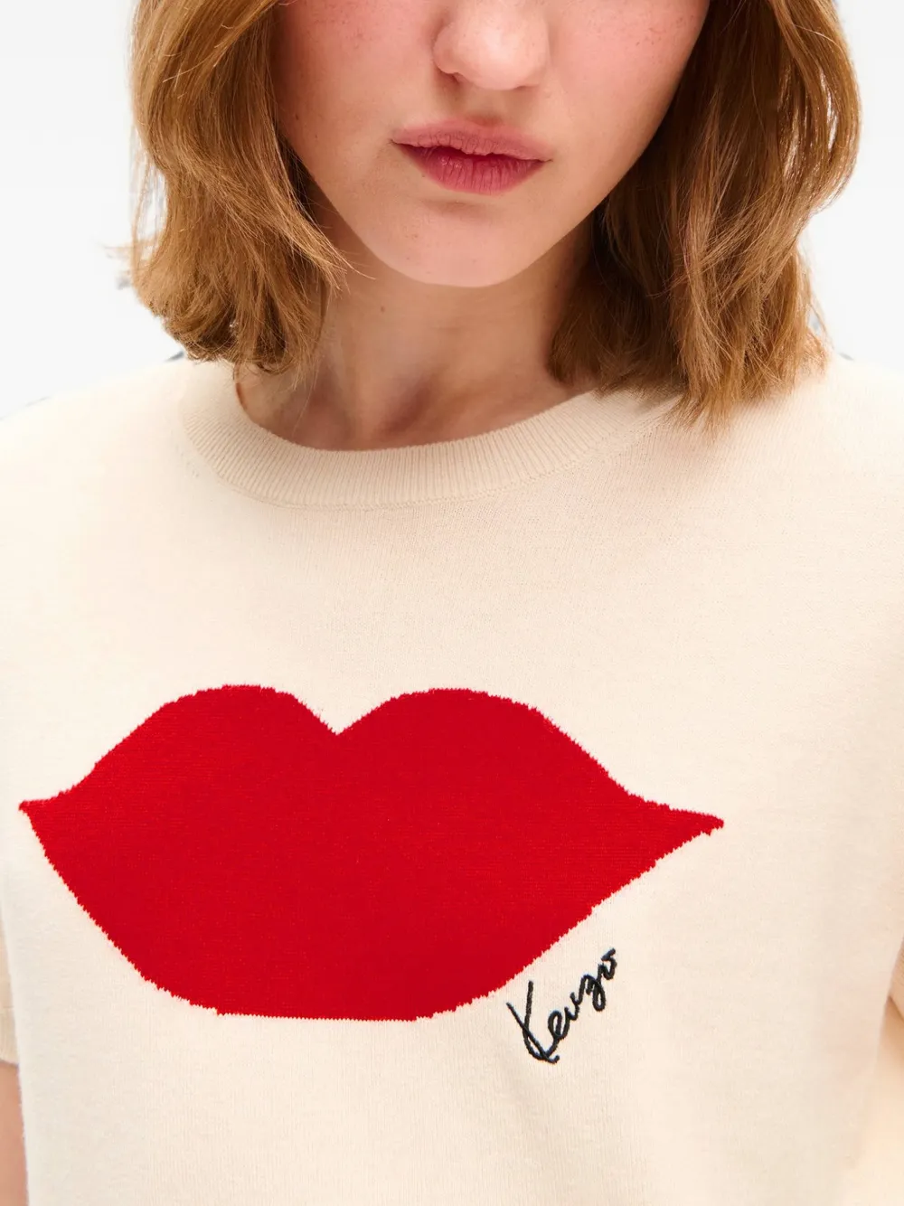 Kenzo Loves intarsia gebreid T-shirt met korte mouwen Wit